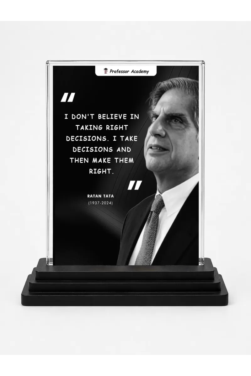 Ratan Tata Quotes Acrylic Car Dashboard Showpiece | Double-Sided Ratan Tata Quotes Photo Stand | 3 X 4 Inch Photo | Transparent Acrylic Frame With Black Base | Car Dashboard, Office & Table Decor (F70785)