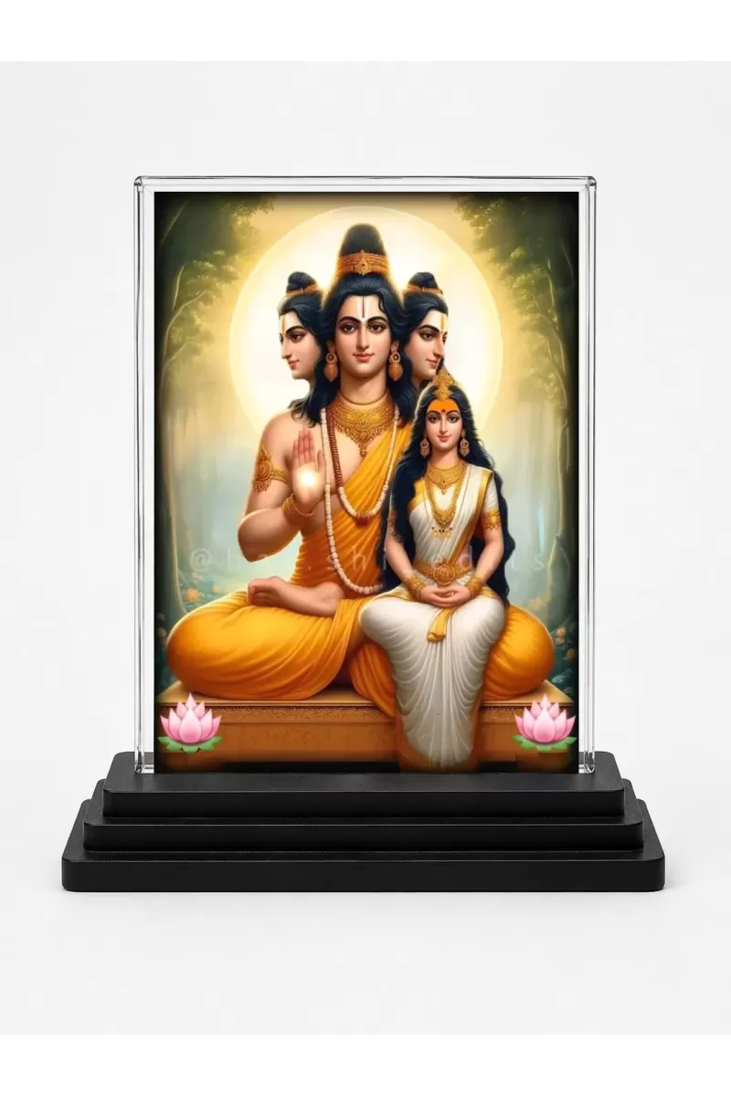 Atisha Dipankara Acrylic Car Dashboard Showpiece | Double-Sided Atisha Dipankara Photo Stand | 3 X 4 Inch Photo | Transparent Acrylic Frame With Black Base | Car Dashboard, Office & Table Decor (F70786)