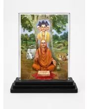 Saraswati Acrylic Car Dashboard Showpiece | Double-Sided Saraswati Photo Stand | 3 X 4 Inch Photo | Transparent Acrylic Frame With Black Base | Car Dashboard, Office & Table Decor (F70787)