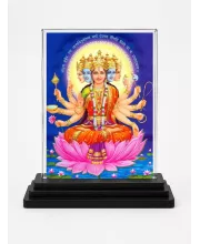 Gayatri Mata Acrylic Car Dashboard Showpiece | Double-Sided Gayatri Mata Photo Stand | 3 X 4 Inch Photo | Transparent Acrylic Frame With Black Base | Car Dashboard, Office & Table Decor (F70789)