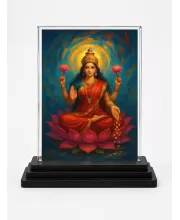 Hindu Deity Acrylic Car Dashboard Showpiece | Double-Sided Hindu Deity Photo Stand | 3 X 4 Inch Photo | Transparent Acrylic Frame With Black Base | Car Dashboard, Office & Table Decor (F70790)