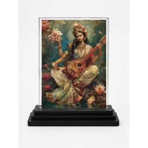 Saraswati Acrylic Car Dashboard Showpiece | Double-Sided Saraswati Photo Stand | 3 X 4 Inch Photo | Transparent Acrylic Frame With Black Base | Car Dashboard, Office & Table Decor (F70791) Saraswati Acrylic Car Dashboard Showpiece | Double-Sided Saraswati Photo Stand | 3 X 4 Inch Photo | Transparent Acrylic Frame With Black Base | Car Dashboard, Office & Table Decor (F70791)