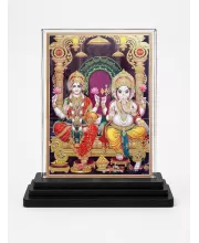 Lord Ganesha Acrylic Car Dashboard Showpiece | Double-Sided Lord Ganesha Photo Stand | 3 X 4 Inch Photo | Transparent Acrylic Frame With Black Base | Car Dashboard, Office & Table Decor (F70793)