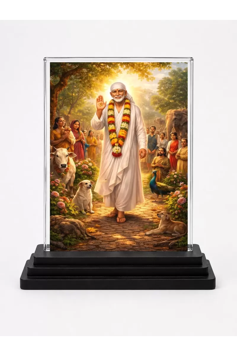 Radha Krishna Acrylic Car Dashboard Showpiece | Double-Sided Radha Krishna Photo Stand | 3 X 4 Inch Photo | Transparent Acrylic Frame With Black Base | Car Dashboard, Office & Table Decor (F70796)