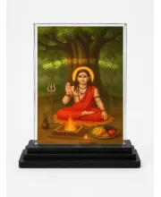 Guru Gorakhnath Acrylic Car Dashboard Showpiece | Double-Sided Guru Gorakhnath Photo Stand | 3 X 4 Inch Photo | Transparent Acrylic Frame With Black Base | Car Dashboard, Office & Table Decor (F70805)
