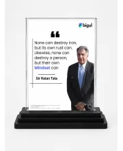 Ratan Tata Quotes Acrylic Car Dashboard Showpiece | Double-Sided Ratan Tata Quotes Photo Stand | 3 X 4 Inch Photo | Transparent Acrylic Frame With Black Base | Car Dashboard, Office & Table Decor (F70806)