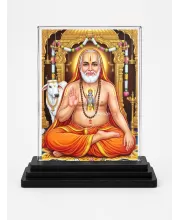 Railanga Swami Acrylic Car Dashboard Showpiece | Double-Sided Railanga Swami Photo Stand | 3 X 4 Inch Photo | Transparent Acrylic Frame With Black Base | Car Dashboard, Office & Table Decor (F70808)
