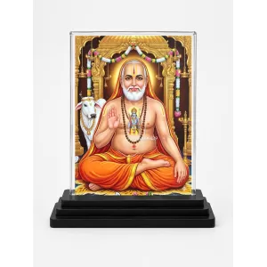 Railanga Swami Acrylic Car Dashboard Showpiece | Double-Sided Railanga Swami Photo Stand | 3 X 4 Inch Photo | Transparent Acrylic Frame With Black Base | Car Dashboard, Office & Table Decor (F70808)