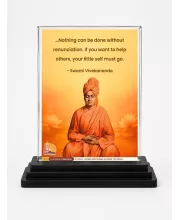 Vivekananda Acrylic Car Dashboard Showpiece | Double-Sided Vivekananda Photo Stand | 3 X 4 Inch Photo | Transparent Acrylic Frame With Black Base | Car Dashboard, Office & Table Decor (F70810)