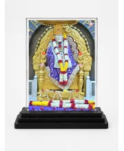 Sai Baba Of Shirdi Acrylic Car Dashboard Showpiece | Double-Sided Sai Baba Of Shirdi Photo Stand | 3 X 4 Inch Photo | Transparent Acrylic Frame With Black Base | Car Dashboard, Office & Table Decor (F70814)
