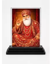 Guru Har Krishan Ji Acrylic Car Dashboard Showpiece | Double-Sided Guru Har Krishan Ji Photo Stand | 3 X 4 Inch Photo | Transparent Acrylic Frame With Black Base | Car Dashboard, Office & Table Decor (F70816)