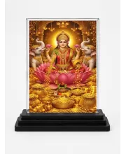 Hindu Goddess Acrylic Car Dashboard Showpiece | Double-Sided Hindu Goddess Photo Stand | 3 X 4 Inch Photo | Transparent Acrylic Frame With Black Base | Car Dashboard, Office & Table Decor (F70818)