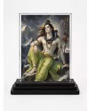 Hindu Deity Acrylic Car Dashboard Showpiece | Double-Sided Hindu Deity Photo Stand | 3 X 4 Inch Photo | Transparent Acrylic Frame With Black Base | Car Dashboard, Office & Table Decor (F70821)