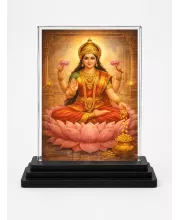 Hindu Goddess Acrylic Car Dashboard Showpiece | Double-Sided Hindu Goddess Photo Stand | 3 X 4 Inch Photo | Transparent Acrylic Frame With Black Base | Car Dashboard, Office & Table Decor (F70824)