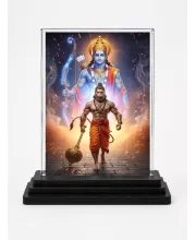 Hanuman Acrylic Car Dashboard Showpiece | Double-Sided Hanuman Photo Stand | 3 X 4 Inch Photo | Transparent Acrylic Frame With Black Base | Car Dashboard, Office & Table Decor (F70828)