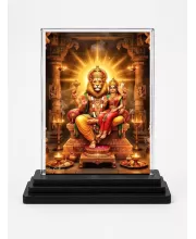 Hindu Deity Acrylic Car Dashboard Showpiece | Double-Sided Hindu Deity Photo Stand | 3 X 4 Inch Photo | Transparent Acrylic Frame With Black Base | Car Dashboard, Office & Table Decor (F70830)