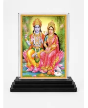 Hindu Deity Acrylic Car Dashboard Showpiece | Double-Sided Hindu Deity Photo Stand | 3 X 4 Inch Photo | Transparent Acrylic Frame With Black Base | Car Dashboard, Office & Table Decor (F70831)