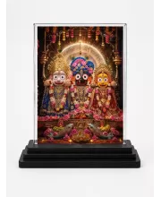 Hindu Deity Acrylic Car Dashboard Showpiece | Double-Sided Hindu Deity Photo Stand | 3 X 4 Inch Photo | Transparent Acrylic Frame With Black Base | Car Dashboard, Office & Table Decor (F70833)