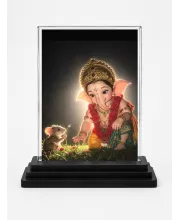 Lord Ganesha Acrylic Car Dashboard Showpiece | Double-Sided Lord Ganesha Photo Stand | 3 X 4 Inch Photo | Transparent Acrylic Frame With Black Base | Car Dashboard, Office & Table Decor (F70834)