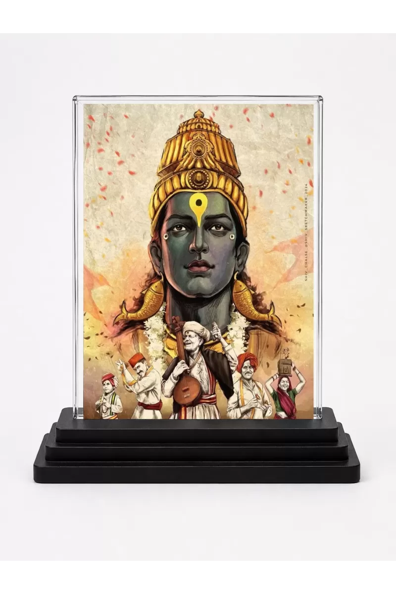 Hindu Deity Acrylic Car Dashboard Showpiece | Double-Sided Hindu Deity Photo Stand | 3 X 4 Inch Photo | Transparent Acrylic Frame With Black Base | Car Dashboard, Office & Table Decor (F70835)