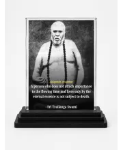 Railanga Swami Acrylic Car Dashboard Showpiece | Double-Sided Railanga Swami Photo Stand | 3 X 4 Inch Photo | Transparent Acrylic Frame With Black Base | Car Dashboard, Office & Table Decor (F70836)
