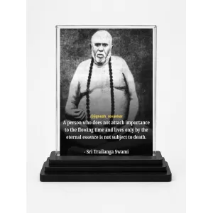 Railanga Swami Acrylic Car Dashboard Showpiece | Double-Sided Railanga Swami Photo Stand | 3 X 4 Inch Photo | Transparent Acrylic Frame With Black Base | Car Dashboard, Office & Table Decor (F70836)