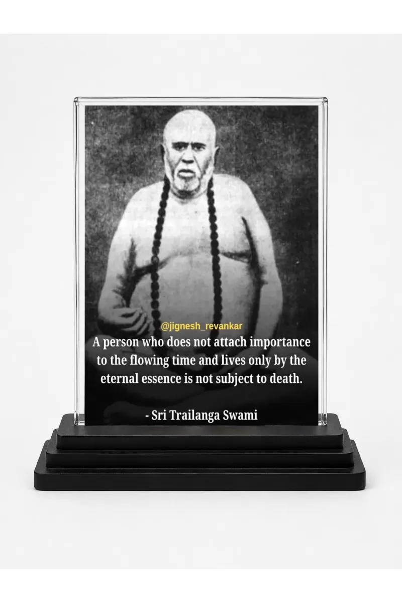 Railanga Swami Acrylic Car Dashboard Showpiece | Double-Sided Railanga Swami Photo Stand | 3 X 4 Inch Photo | Transparent Acrylic Frame With Black Base | Car Dashboard, Office & Table Decor (F70836)
