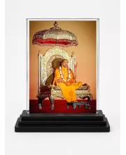 Jagadguru Kripalu Maharaj Acrylic Car Dashboard Showpiece | Double-Sided Jagadguru Kripalu Maharaj Photo Stand | 3 X 4 Inch Photo | Transparent Acrylic Frame With Black Base | Car Dashboard, Office & Table Decor (F70843)