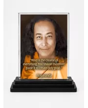 Yogadananda Acrylic Car Dashboard Showpiece | Double-Sided Yogadananda Photo Stand | 3 X 4 Inch Photo | Transparent Acrylic Frame With Black Base | Car Dashboard, Office & Table Decor (F70846)