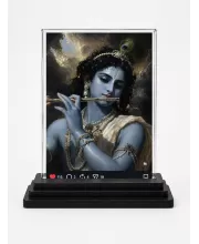 Hindu Goddess Acrylic Car Dashboard Showpiece | Double-Sided Hindu Goddess Photo Stand | 3 X 4 Inch Photo | Transparent Acrylic Frame With Black Base | Car Dashboard, Office & Table Decor (F70847)