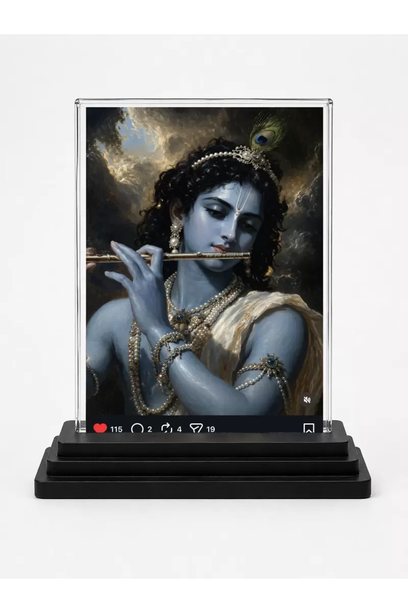 Hindu Goddess Acrylic Car Dashboard Showpiece | Double-Sided Hindu Goddess Photo Stand | 3 X 4 Inch Photo | Transparent Acrylic Frame With Black Base | Car Dashboard, Office & Table Decor (F70847)