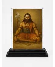 Matsyendranath Acrylic Car Dashboard Showpiece | Double-Sided Matsyendranath Photo Stand | 3 X 4 Inch Photo | Transparent Acrylic Frame With Black Base | Car Dashboard, Office & Table Decor (F70849)