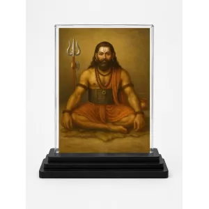 Matsyendranath Acrylic Car Dashboard Showpiece | Double-Sided Matsyendranath Photo Stand | 3 X 4 Inch Photo | Transparent Acrylic Frame With Black Base | Car Dashboard, Office & Table Decor (F70849)