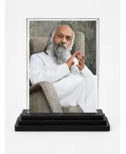 Osho Acrylic Car Dashboard Showpiece | Double-Sided Osho Photo Stand | 3 X 4 Inch Photo | Transparent Acrylic Frame With Black Base | Car Dashboard, Office & Table Decor (F70857)