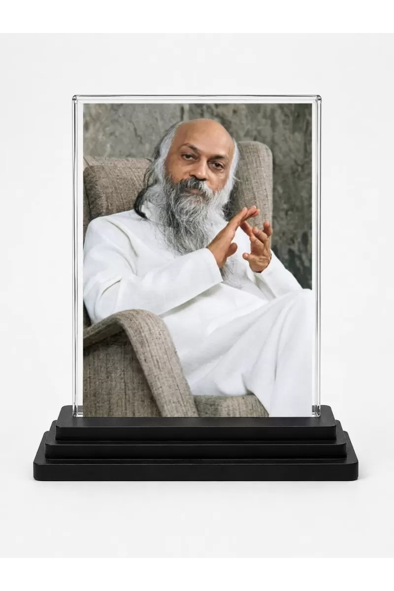 Osho Acrylic Car Dashboard Showpiece | Double-Sided Osho Photo Stand | 3 X 4 Inch Photo | Transparent Acrylic Frame With Black Base | Car Dashboard, Office & Table Decor (F70857)