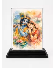 Hindu Deity Acrylic Car Dashboard Showpiece | Double-Sided Hindu Deity Photo Stand | 3 X 4 Inch Photo | Transparent Acrylic Frame With Black Base | Car Dashboard, Office & Table Decor (F70860)