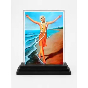 Chaitanya Mahaprabhu Acrylic Car Dashboard Showpiece | Double-Sided Chaitanya Mahaprabhu Photo Stand | 3 X 4 Inch Photo | Transparent Acrylic Frame With Black Base | Car Dashboard, Office & Table Decor (F70865)