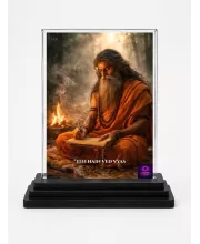 Maharishi Veda Vyasa Acrylic Car Dashboard Showpiece | Double-Sided Maharishi Veda Vyasa Photo Stand | 3 X 4 Inch Photo | Transparent Acrylic Frame With Black Base | Car Dashboard, Office & Table Decor (F70867)