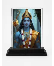 Lord Rama Acrylic Car Dashboard Showpiece | Double-Sided Lord Rama Photo Stand | 3 X 4 Inch Photo | Transparent Acrylic Frame With Black Base | Car Dashboard, Office & Table Decor (F70868)