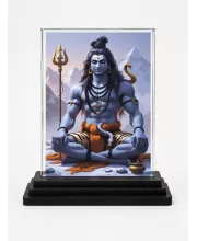 Lord Shiva Acrylic Car Dashboard Showpiece | Double-Sided Lord Shiva Photo Stand | 3 X 4 Inch Photo | Transparent Acrylic Frame With Black Base | Car Dashboard, Office & Table Decor (F70871)