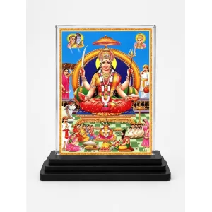 Santoshi Mata Acrylic Car Dashboard Showpiece | Double-Sided Santoshi Mata Photo Stand | 3 X 4 Inch Photo | Transparent Acrylic Frame With Black Base | Car Dashboard, Office & Table Decor (F70873)