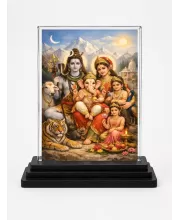 Lord Ganesha Acrylic Car Dashboard Showpiece | Double-Sided Lord Ganesha Photo Stand | 3 X 4 Inch Photo | Transparent Acrylic Frame With Black Base | Car Dashboard, Office & Table Decor (F70874)