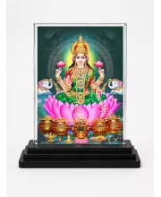 Hindu Deity Acrylic Car Dashboard Showpiece | Double-Sided Hindu Deity Photo Stand | 3 X 4 Inch Photo | Transparent Acrylic Frame With Black Base | Car Dashboard, Office & Table Decor (F70876)
