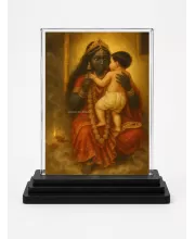 Hindu Goddess Acrylic Car Dashboard Showpiece | Double-Sided Hindu Goddess Photo Stand | 3 X 4 Inch Photo | Transparent Acrylic Frame With Black Base | Car Dashboard, Office & Table Decor (F70880)