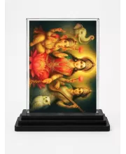 Hindu Deity Acrylic Car Dashboard Showpiece | Double-Sided Hindu Deity Photo Stand | 3 X 4 Inch Photo | Transparent Acrylic Frame With Black Base | Car Dashboard, Office & Table Decor (F70883)