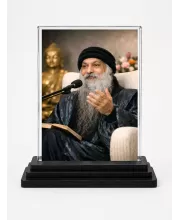 Osho Acrylic Car Dashboard Showpiece | Double-Sided Osho Photo Stand | 3 X 4 Inch Photo | Transparent Acrylic Frame With Black Base | Car Dashboard, Office & Table Decor (F70888)
