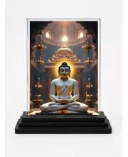 Mahavira Acrylic Car Dashboard Showpiece | Double-Sided Mahavira Photo Stand | 3 X 4 Inch Photo | Transparent Acrylic Frame With Black Base | Car Dashboard, Office & Table Decor (F70889)