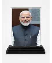 Modi Acrylic Car Dashboard Showpiece | Double-Sided Modi Photo Stand | 3 X 4 Inch Photo | Transparent Acrylic Frame With Black Base | Car Dashboard, Office & Table Decor (F70891)