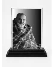 Neem Karoli Baba Acrylic Car Dashboard Showpiece | Double-Sided Neem Karoli Baba Photo Stand | 3 X 4 Inch Photo | Transparent Acrylic Frame With Black Base | Car Dashboard, Office & Table Decor (F70894)
