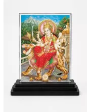 Narasimha Acrylic Car Dashboard Showpiece | Double-Sided Narasimha Photo Stand | 3 X 4 Inch Photo | Transparent Acrylic Frame With Black Base | Car Dashboard, Office & Table Decor (F70897)